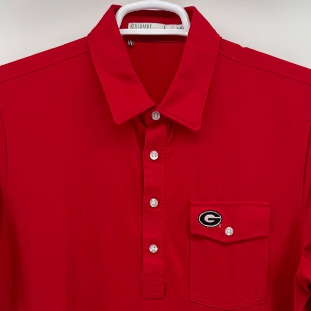 Criquet Georgia Bulldogs Players Shirt Polo Red Mens Large Pima Cotton Blend
